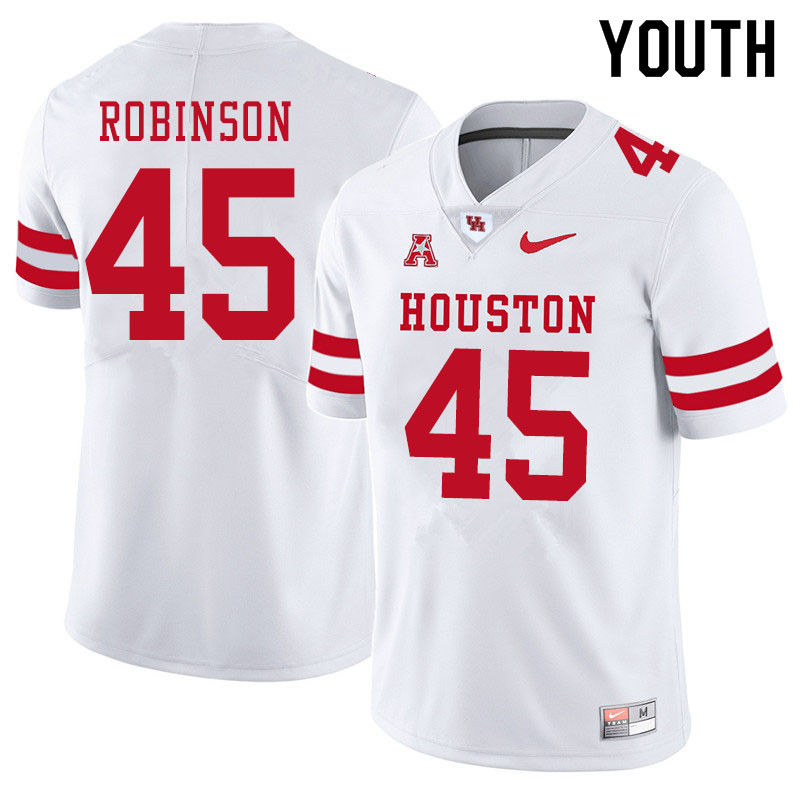 Youth #45 Malik Robinson Houston Cougars College Football Jerseys Sale-White - Click Image to Close